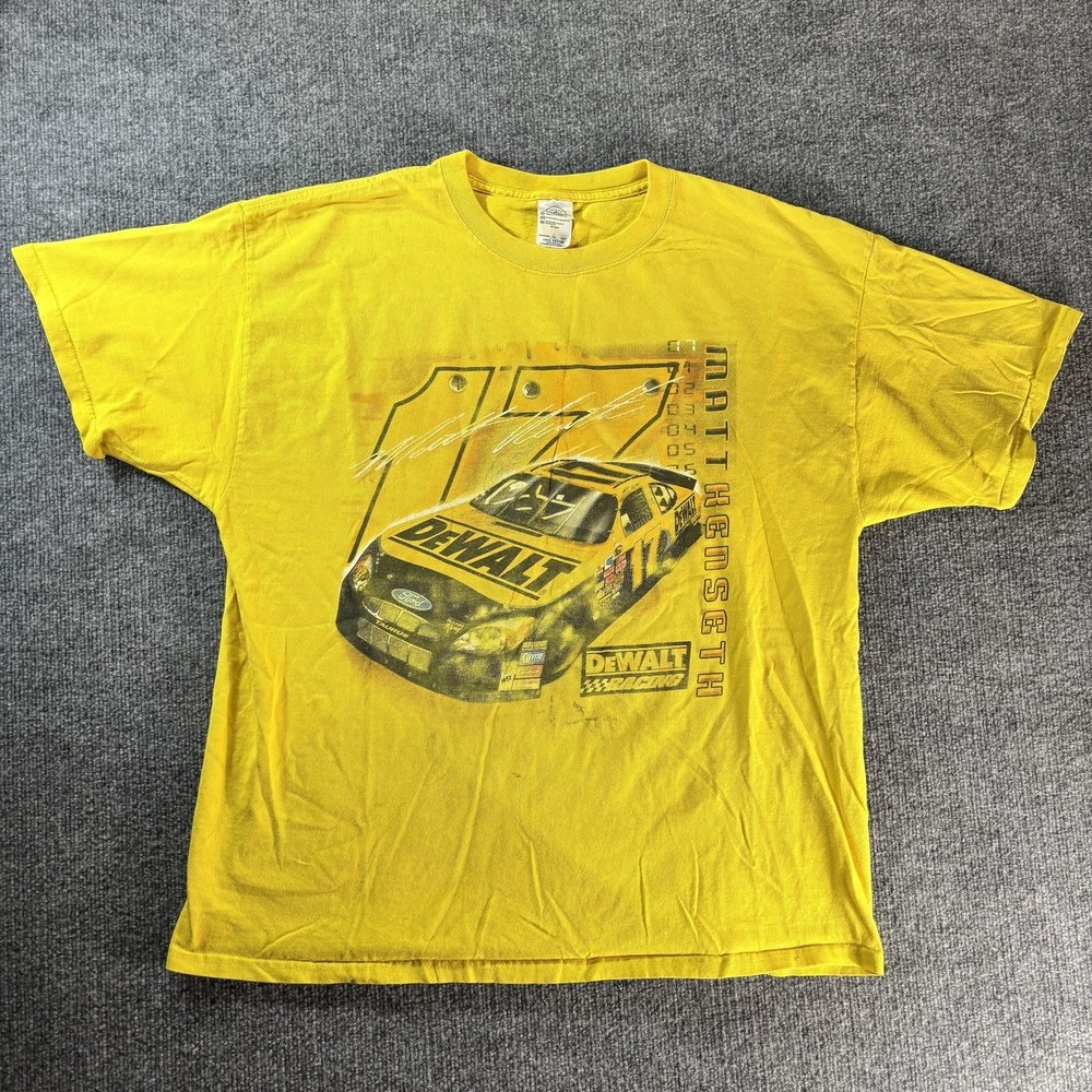 Matt Kenseth‎ Shirt Mens XL Yellow NASCAR Auto Racing Delta DeWalt Graphic Tee